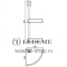 Стеклянная полка в ванную комнату Ledeme L1921-2 Хром/Стекло
