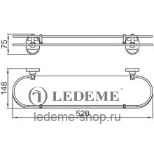 Стеклянная полка в ванную комнату Ledeme L1907-1 Хром/Стекло